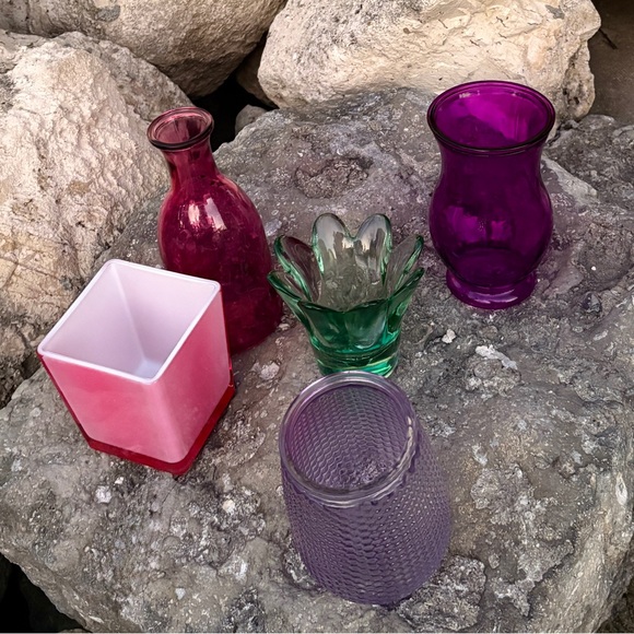 Purple Glass Bouquet Vase Lavender Honeycomb Decor Y2K Flower Accessory Birthday - Picture 13 of 13